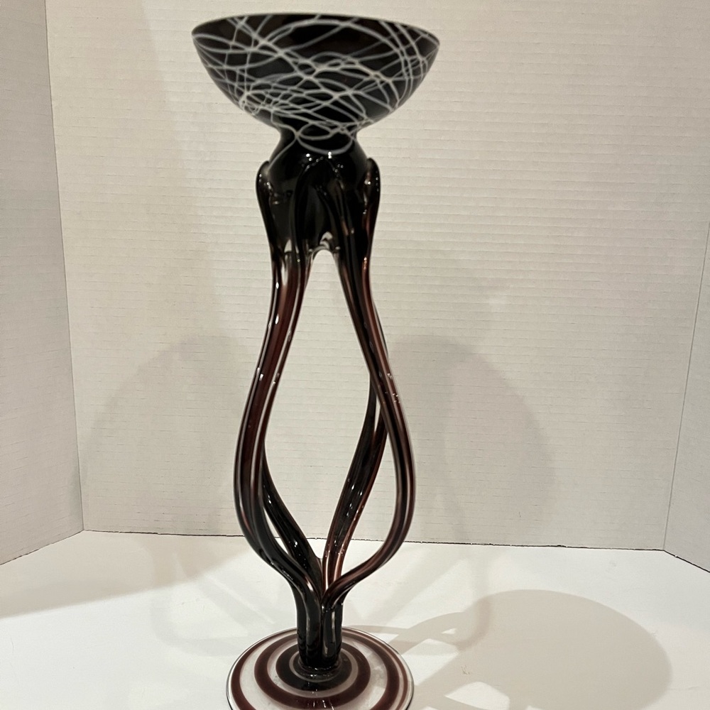 MURANO GLASS PEDESTAL CANDY DISH 1950 Art Sculpture